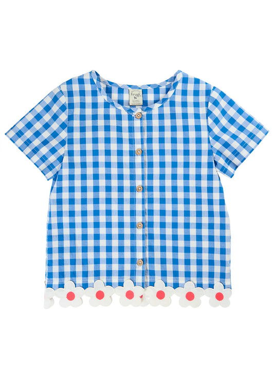 Sarah Shirt Cobalt Gingham/Daisy