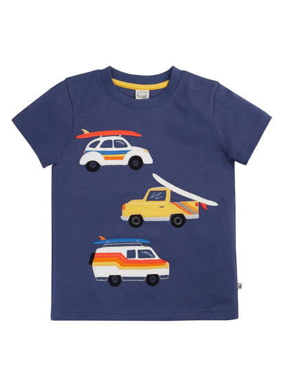 Frugi Carsen Circular T-Shirt  Navy Blue/Vehicles