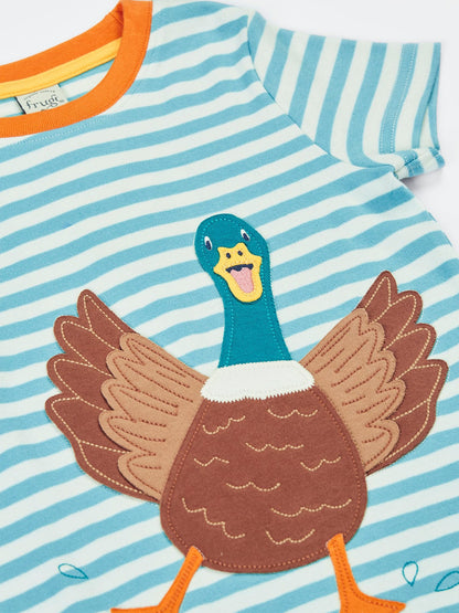 Frugi Sid Circular T-shirt Lichen Stripe/Duck