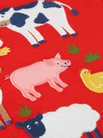 Little Creature Appliqué T-Shirt Strawberry/Farm