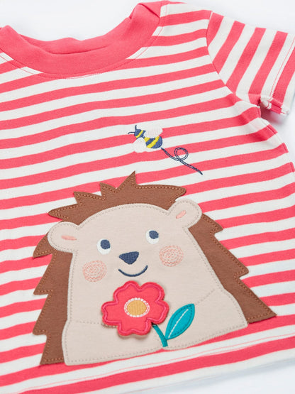 Easy on T-Shirt Rhubarb Stripe/Hedgehog