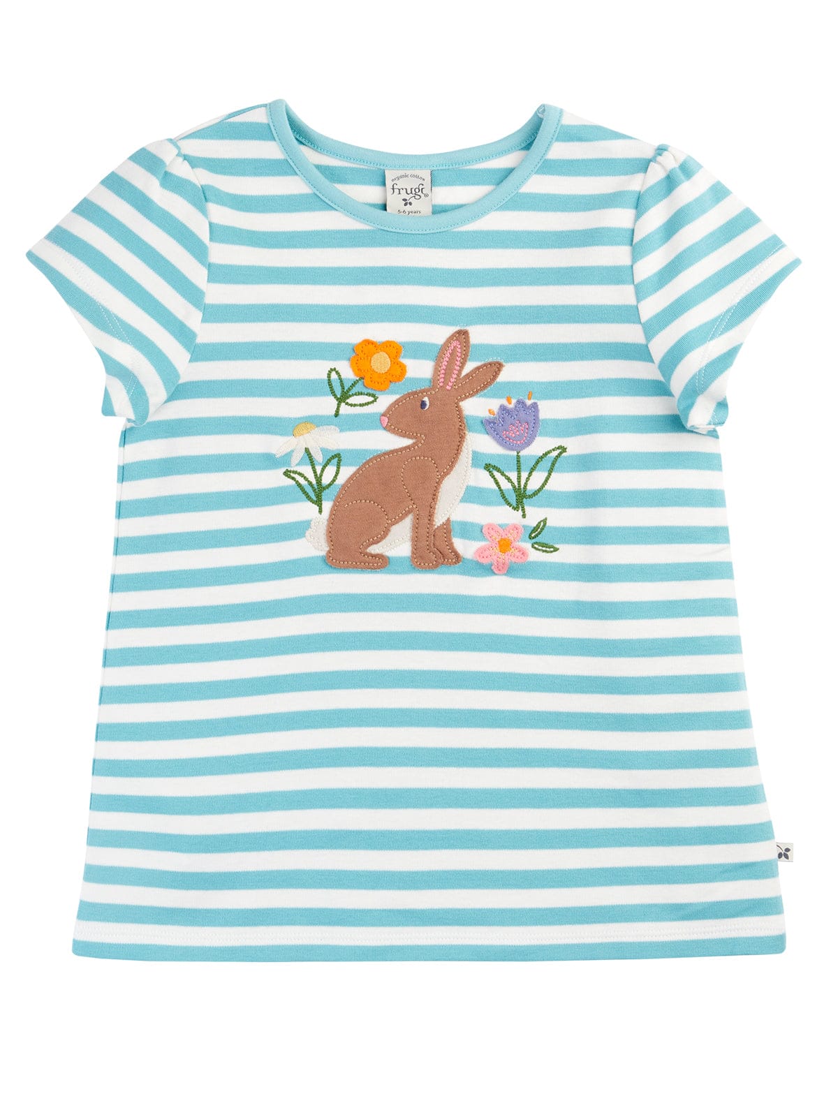 Frugi Lindsey T-Shirt Lichen Stripe/Rabbit