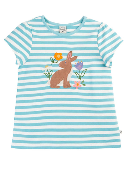 Frugi Lindsey T-Shirt Lichen Stripe/Rabbit