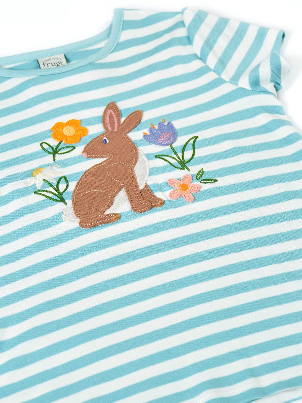 Frugi Lindsey T-Shirt Lichen Stripe/Rabbit
