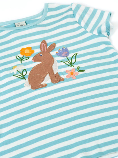 Frugi Lindsey T-Shirt Lichen Stripe/Rabbit