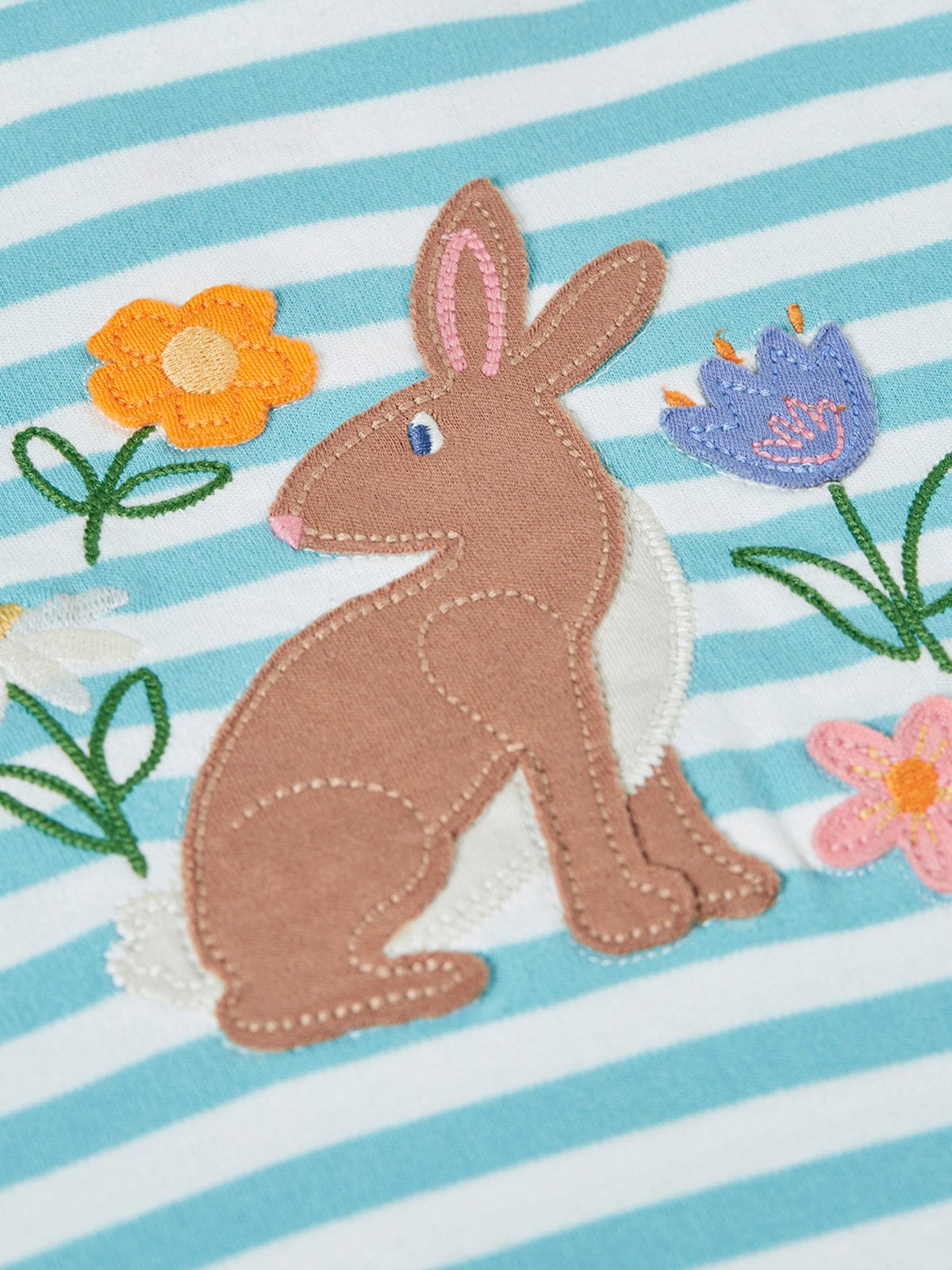 Frugi Lindsey T-Shirt Lichen Stripe/Rabbit