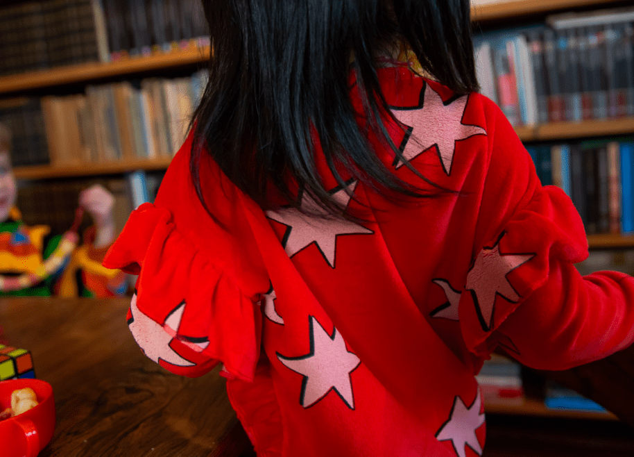 Stars Velour Sweatshirt Ruffled Sleeves