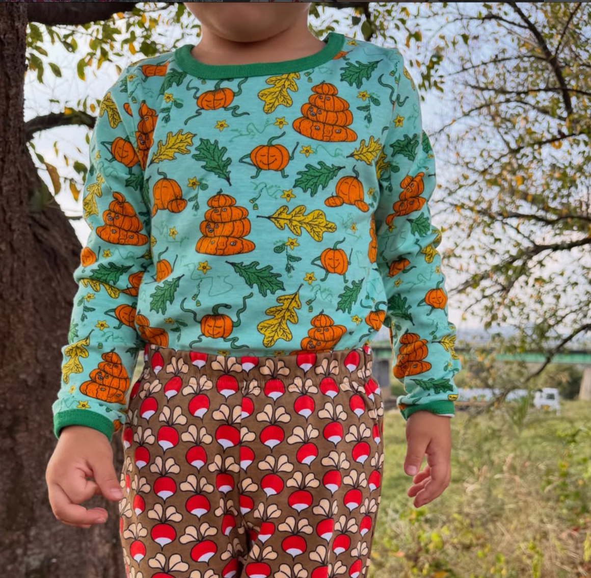 DUNS Pumpkin Family Long Sleeve Shirt Green