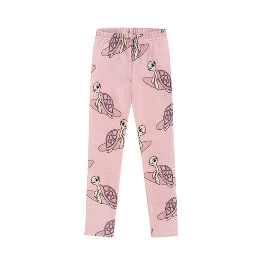 Turtle Ribbed Leggings Pink