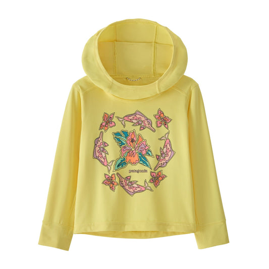 Baby Capilene® Silkweight Hoody Riverbloom: Lemon Zest 40+ UPF