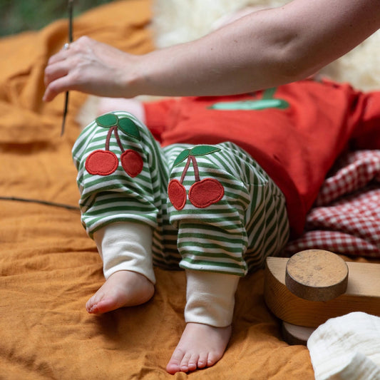 Cherry Knee Patch Striped Joggers