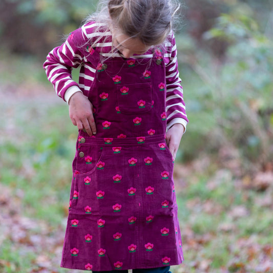 Little Green Radicals Pink Flowers Reversible Pinafore Dress