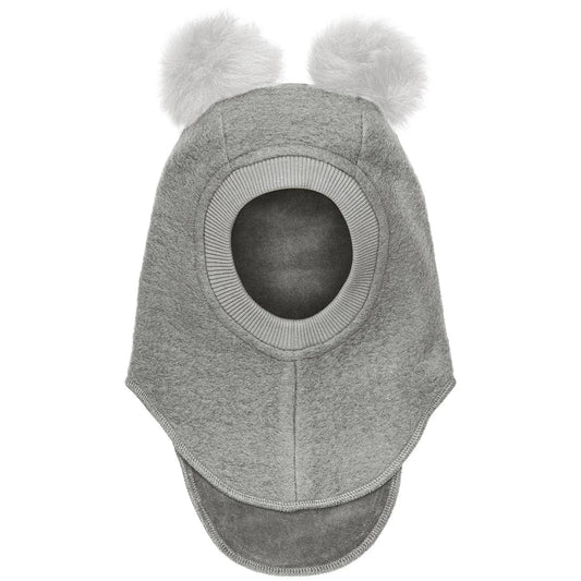 BIG BEAR Balaclava Wool Alpaca Pompoms Medium Grey Melange