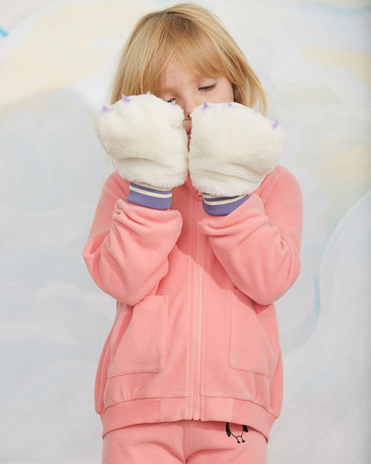 Mini Rodini Faux Fur Mittens White
