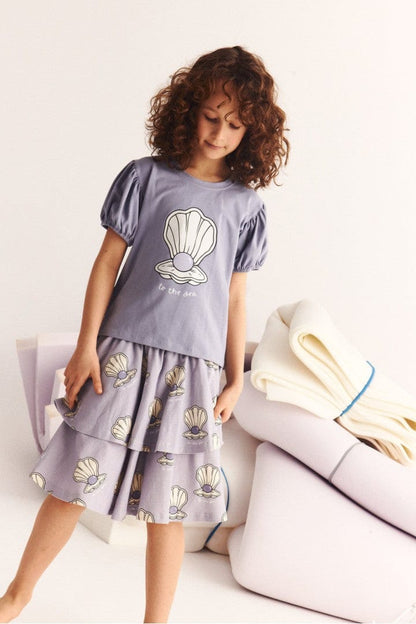 Dear Sophie Shell Puff Short Sleeve Top Violet
