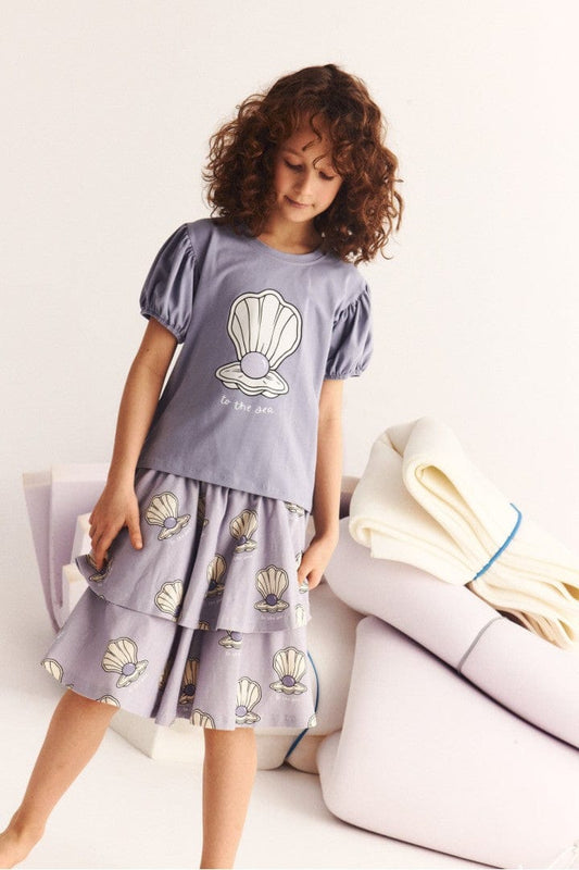 Shell Puff Short Sleeve Top Violet