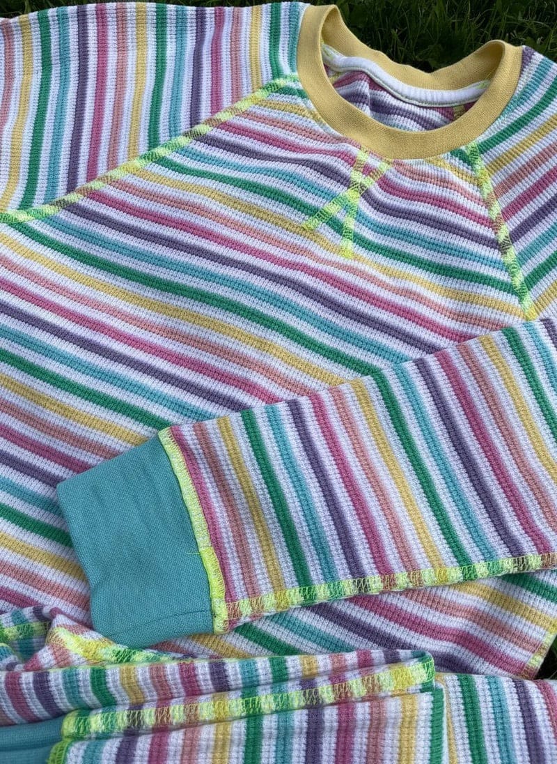 Pastel Stripe Candy Stripe Waffle Cotton Set