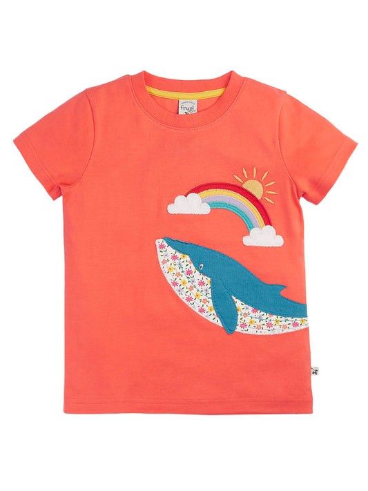 Frugi Scout Applique T-shirt Dahlia/Whale