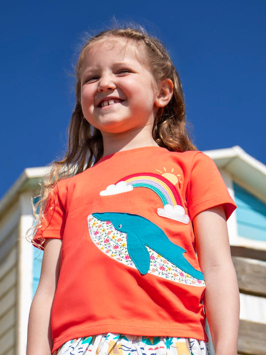 Frugi Scout Applique T-shirt Dahlia/Whale