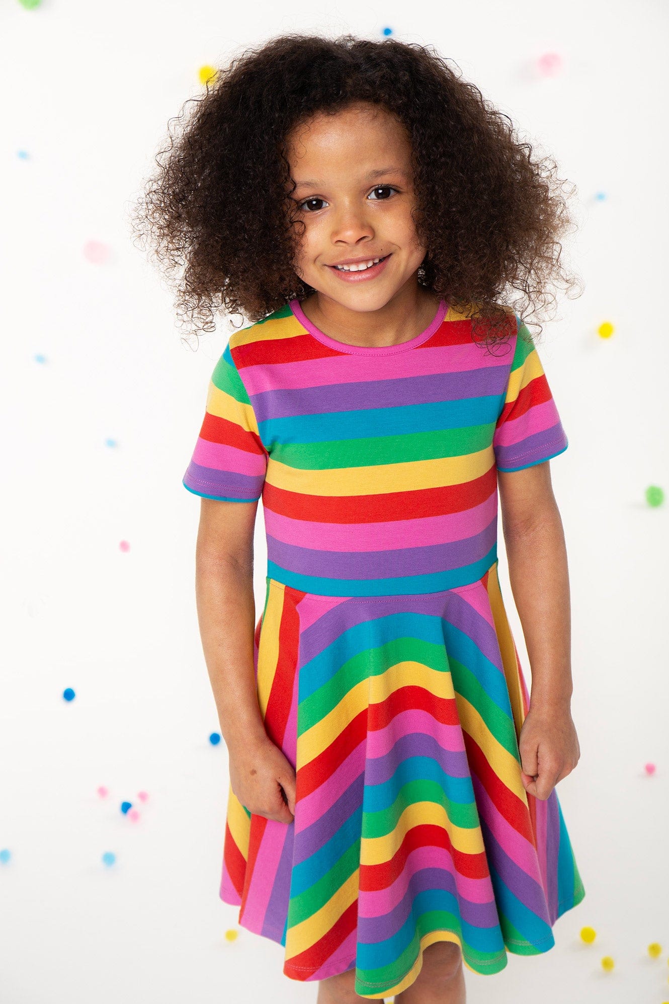 Sunshine Skater Dress Foxglove Rainbow Stripe