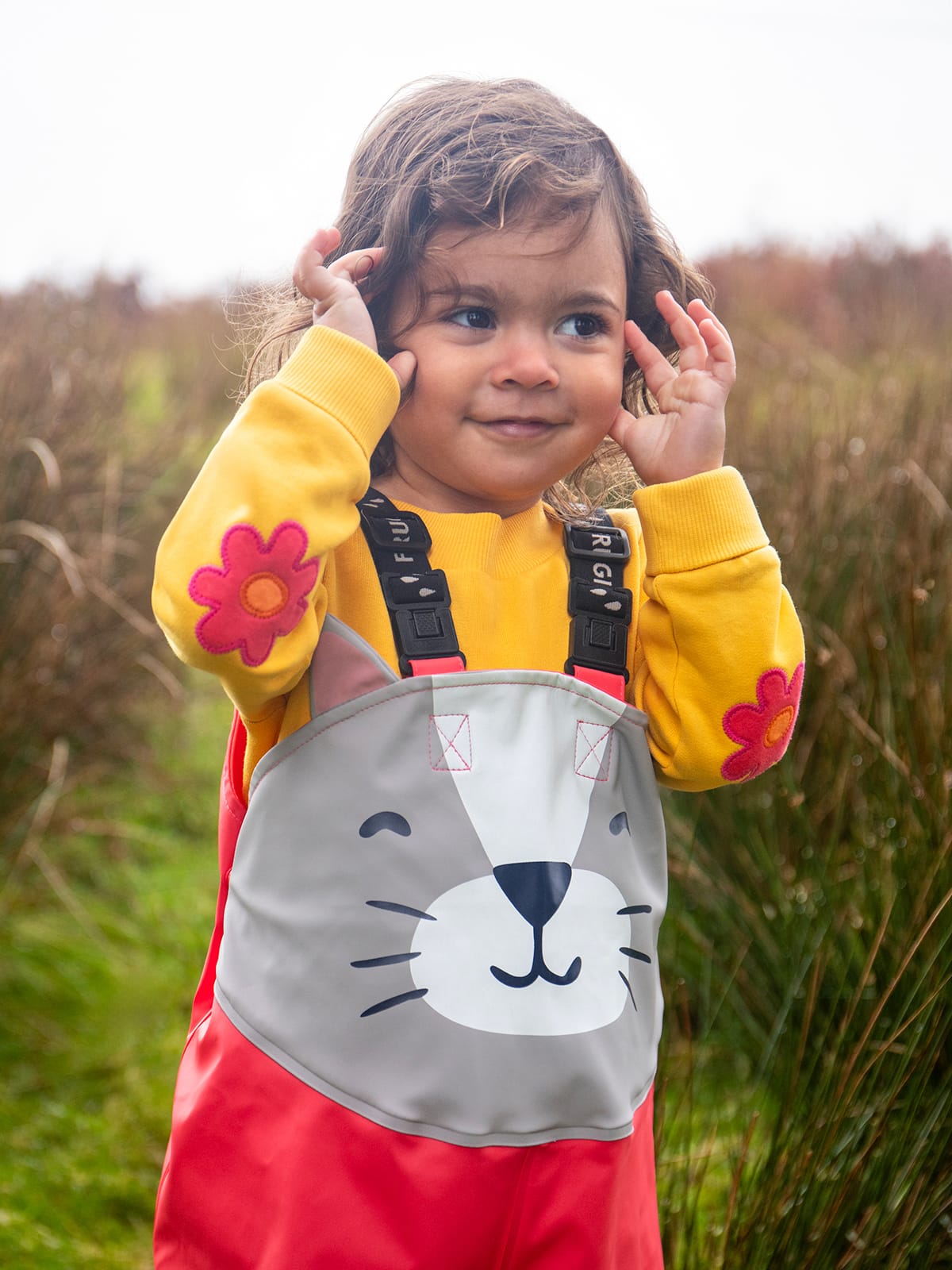 Frugi Character Puddle Buster Trousers Rhubarb/Cat