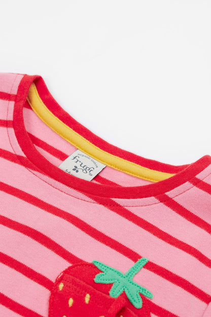 Camille Applique T-Shirt Stripe/Strawberry