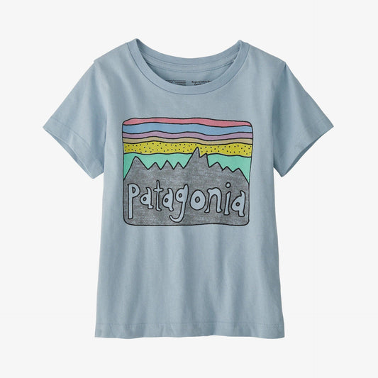 Baby Regenerative Organic Certified™ Cotton Fitz Roy Skies T-Shirt Steam Blue [only 12 to 18 Months left]