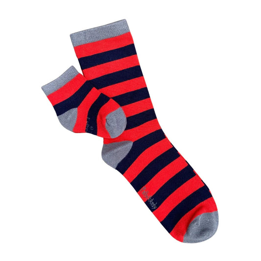 Bamboo Red & Navy Socks (seamless toe)